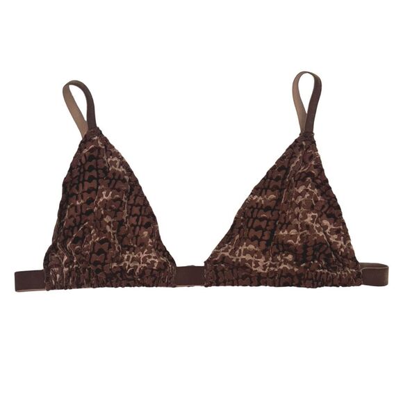 SKIMS Velvet Burnout Logo Triangle Bra Top - Size XL - Chestnut - Picture 1 of 5